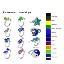 Mood Ring Adjustable Size Original Oval Color Changing Ring Set Ring Jewelry - Color Changing Open Adjustable Ring - View 24