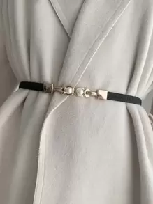 Elegant 1pc Women's Stretchy Skinny Waist Belt With Faux Pearls & Alloy Buckle, Simple & Versatile Decorative Accessory For Sweater, Dress, Loose Fitting Garments Summer, School Fall, Autumn, Halloween