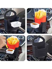 Mini Universal Car French Fries Holder, Tomato Dip Cup, Snack Rack At Car Air Outlet, Travel Car Fries Holder -  Materials, Drink And Food Cup Holder, Storage Box And Bucket Automotive Interior Supplies, Travel Gadget, Eat In The Car,Pack French Fry Holder For Car - Black - View 3