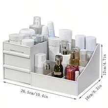 1入組桌面化妝品組織盒,梳妝臺收納盒 - 白色 - 查看 4