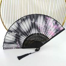 1個裝飾扇子,用於舞廳派對,女士單身派對舞台表演古風手持風扇 - 彩色 - 查看 1