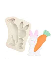 1入組復活節矽膠模具，可製作兔子和蛋形香氛石膏，適用於家居裝飾 - 灰色 - 查看 3