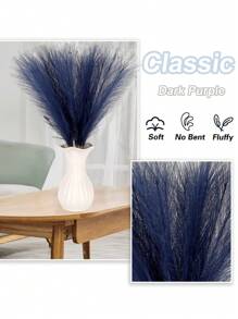 MEHELANY 25/12/6Pcs/Set Faux Pampas Grass, Blue Artificial Pampas, Boho Decor Artificial Reed, Silk Artificial Pompous Grass Floral Real Fake Pompas Grass Branches Vase Filler Flower Arrangement For Wedding Centerpieces Decor, Mother's Day Decor, Valentine's Day Decor, Party Decor, Blue Home Decor Artificial Plant, Valentine Day, Gift - Blue - View 5