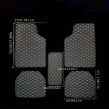 5 件/組通用汽車腳踏墊,防水,皮地毯,前後全套,汽車配件內飾 - 紅色 - 查看 2