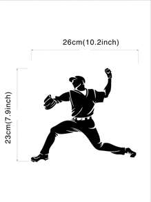 棒球运动员墙贴运动乙烯基贴纸男孩儿童房卧室室内装饰任何房间艺术装饰 - 黑色 - 查看 2