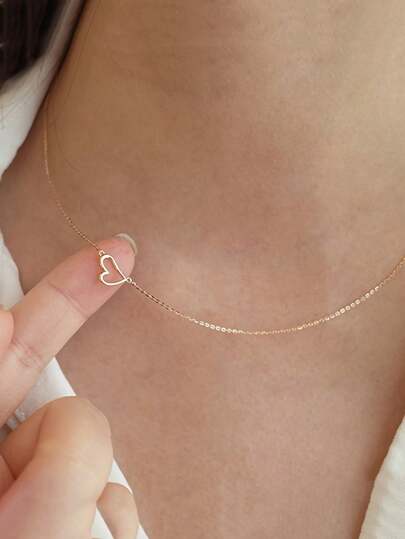 BALMORA 1 件纯银 S925 银复古优雅金色可爱心形吊坠项链女友时尚锁骨链日常生活珠宝礼物