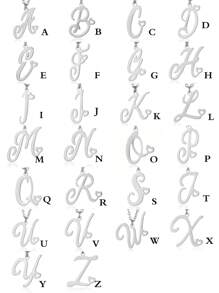 1 Stück Herzförmige Edelstahl-anhänger-halskette Mit 26 Buchstaben Für Männer Und Frauen, Paar-geburtstagsgeschenk, Namenskette