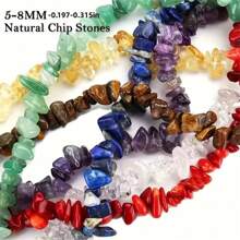 Cuentas de piedra astillada natural, piedras preciosas multicolor asimétricas de 5-8 mm, rocas de curación de chakra sueltas con agujero para fabricación de joyas, manualidades DIY, cristal - Multicolor - Ver 2