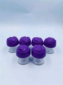空膏霜罐 20g 6pcs 透明塑膠瓶旅行瓶小罐子韓國玫瑰形膏霜容器口紅罐 - 紫色 - 查看 4