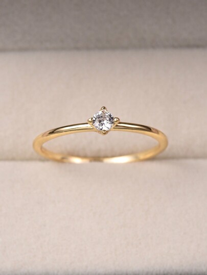 Esberry 1 pièce Français 4 Dents Minimaliste Anneau Dames Bijou S925 Argent Sterling Or Plaqué fine Bijou Port Quotidien Cadeaux