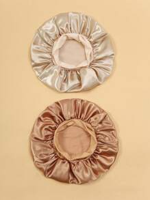 2件套纯色细编织发带丝绸睡帽缎面睡帽睡眠帽 - 彩色 - 查看 2