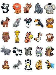 25 件動物主題鞋吊飾,包括鱷魚皮圖案、卡通鞋扣 Diy 裝飾品、派對禮物、聖誕禮物 - 彩色 - 查看 1