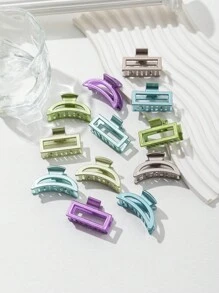 12 cái/bộ Nhiều màu Nhựa Mặt trăng Hình dạng Móng vuốt tóc Clip Đối với phụ nữ - Nhiều màu - Xem 4