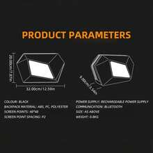 1個黑色 Led 顯示電動車肩背包,app 控制diy 圖案背包,電動車背包腰包,可插 Usb,防水,聖誕禮物 - 黑色 - 查看 11