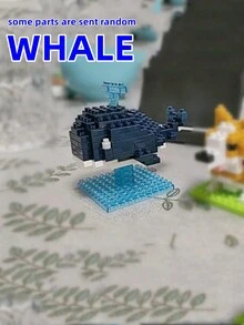 1入組鯨魚造型積木玩具,動物系列獅子老虎狗diy微型裝飾品,適合作為生日禮物、教育玩具和節日禮物送給男孩和女孩 - 彩色 - 查看 4