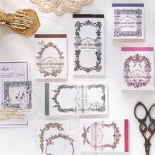 60入組記事本/便條紙,巴洛克回憶系列,巴洛克邊框裝飾材料,適用於日記 - 綠色 - 查看 5