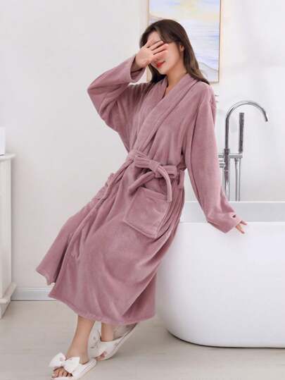 Ladies Can Wear Bathrobe 1pc Bean Paste Color Summer Wedding Home Bathroom Decor Back To School