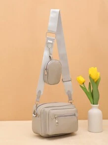 New Women's Bag Simple Casual Two-Piece Shoulder Bag Fashion Crossbody Bag Retro PU Soft Leather Feeling Women's Oblique Shoulder Bag