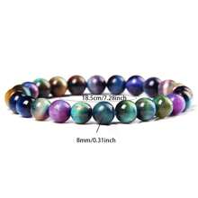 1 件裝男士手鍊天然石珠多色星空虎眼石靈氣手鍊瑜珈冥想首飾 - 彩色 - 查看 3