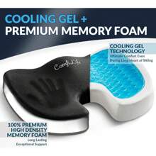 Gel Enhanced Seat Cushion – Office Chair Cushion – Non-Slip Gel & Memory Foam Coccyx Cushion For Tailbone Pain - Desk Chair Car Seat Cushion Driving - Black - View 2