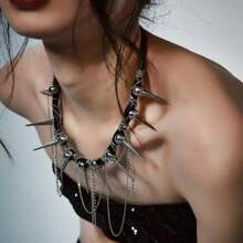 1pc Abey Style Cultural Original Design Unconventional Necklace For Women, Punk Y2k Sweet Cool Girl, Casual Wear, Luxury Stud Decor Choker, Suitable For Both Men And Women