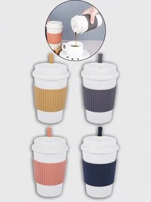 1pc Random Color Coffee Cup Wheat Straw Office Hot Drink Mug - Multicolor - View 6