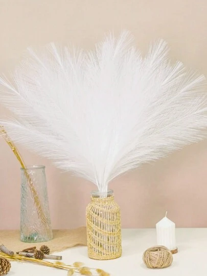MEHELANY 12Pcs/Set White Pampas Grass Decor Silk Artificial Pompas Floral Boho Decor Fluffy Artificial Pompous Grass Floral Real Fake Pompas Grass Branches Vase Filler Flower Arrangement For Home,Living Room, Kitchen, Wedding, Boho Decor Vase Filler Farmhouse Decor