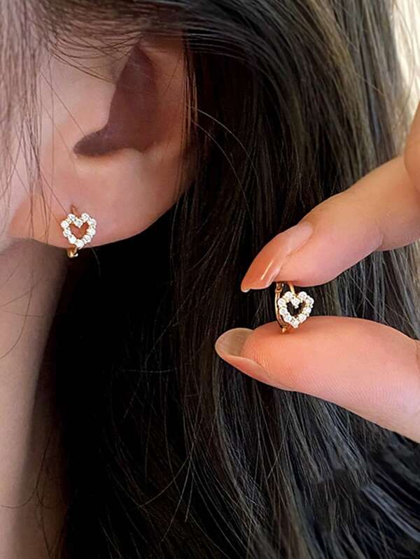 BALMORA Un par de pendientes de plata esterlina S925 exquisitos, elegantes y bonitos con forma de corazón y circonita dorada para mujer, novia, amante, lujo, moda, aros para orejas, fiesta, cumpleaños, joyería, regalo