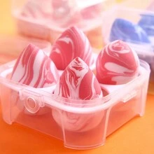 1套(4入組)鮭魚色化妝海綿套裝：超柔軟且不易吸水,可濕用和乾用的粉底和粉扑海绵 - 粉色 - 查看 1