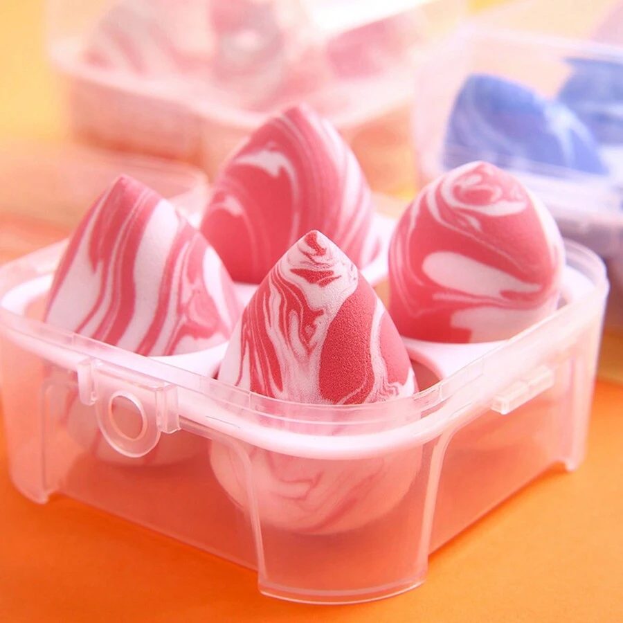 1套(4入組)鮭魚色化妝海綿套裝：超柔軟且不易吸水,可濕用和乾用的粉底和粉扑海绵 - 粉色 - 查看 1