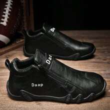 Men's Casual Ankle Boots With Side Zipper For Fall And Winter - Black - View 5
