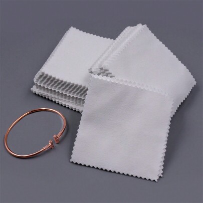 100pcs Plain Color Anti-Tarnish Polishing Cloth For Jewelry And Watches Silver Cleaning Cloth, Main Color Is Gray=White (Bulk)