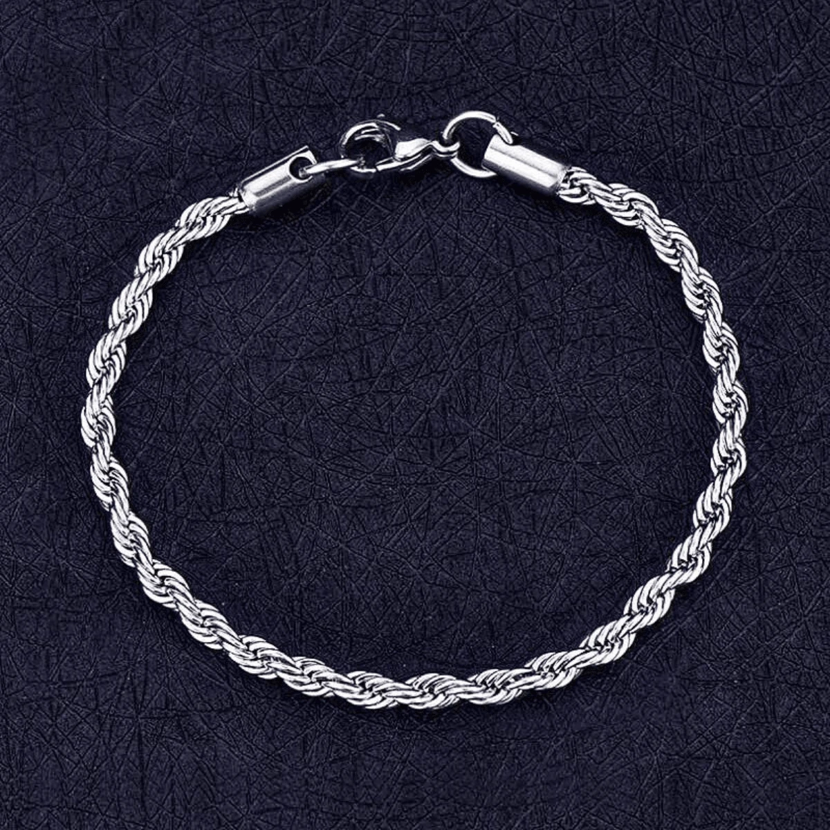 Pulseira masculina cordão baiano aço inox legítimo prata - Prata - Visão 1