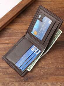 1pc Men's Wallet With Card Holder, Id Window Frame, And Multiple Card Slots, Fashionable And Casual Pu Leather Wallet Organizer For Driver's License, Lightweight And Portable, Ideal Gift For Men's Holiday Anniversary, Birthday, Christmas, Thanksgiving, Teacher's Day, Father's Day Large Capacity Multi-Card Slots, Business Casual Style, Birthday Gift, Graduation Gift, Father's Day Gift - Black - View 4