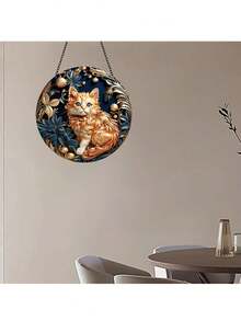 1入組美麗的3d視覺效果貓形窗戶捕手,15cm X 15cm家居裝飾,適用於房間、起居室、辦公室、貓屋、花園裝飾,作為貓奴的禮物 - 亮橙色 - 查看 4