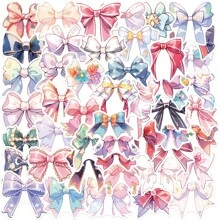 50張卡通ins風格蝴蝶結貼紙吉他筆電行李箱diy防水貼紙 - 彩色 - 查看 1