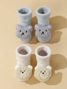 2雙加厚卡通娃娃寶寶中高可愛暖腿襪 - 彩色 - 查看 1