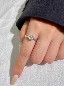 Newsoul 1 PC Bạc 925 0.5ct 1ct 2ct Thật Moissanite Nhẫn Cưới, Nhẫn Nữ Cao Cấp Trang Sức Chất Lượng - Bạc - Xem 3