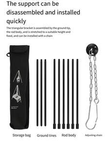 1入營地鋁合金三腳架,火為掛式支架,適用野餐烹飪 - 黑色 - 查看 10