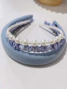 3 件組時尚多功能條紋織物海綿頭帶女式髮飾藍色頭帶適合派對、舞會、閃亮裝飾、郊遊、女朋友禮物、新年禮物 - 藍色 - 查看 5