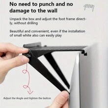 1Pc Punch-Free Computer Monitor Rack Plastic TV Set-Top Box Screen Bracket Router Storage Rack - Black - View 3