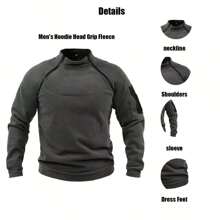 冬季户外加厚保暖内衬男士套头连帽衫带立领和暖手口袋健身服男