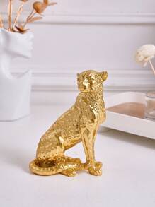 1 件豹形树脂桌面装饰，复古工艺装饰小雕像，适合书房、门厅、办公室、酒店 - 金色 - 查看 7