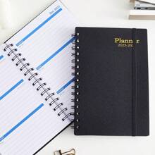 2024-2025年月計劃手帳,18個月規劃,內頁英文,pp封面,側翻螺旋裝訂筆記本,適用於辦公和學習文具 - 粉色 - 查看 10