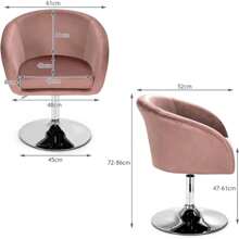 Velvet Swivel Chair, Accent Chair Cosmetic Stool, Computer Chair Height Adjustable With Backrest & Metal Base For Living Room & Office - 粉色 - 查看 3