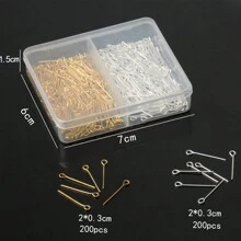 400 Pezzi/scatola Di Perni Per Gioielli Fai Da Te Con Testa Piatta E A Occhio, Perni A Occhio A Testa Dritta In Oro E Argento Per La Creazione Di Gioielli, Capi Di Metallo Per Orecchini, Braccialetti, Collane E Pendenti. Forniture (dimensioni: 20x0,5 Mm)