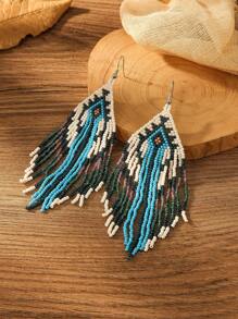 1 đôi Của phụ nữ Phong cách Bohemian Thủ công Kết cườm Sọc Hoa tai , Quà tặng lễ hội - Nhiều màu - Xem 3