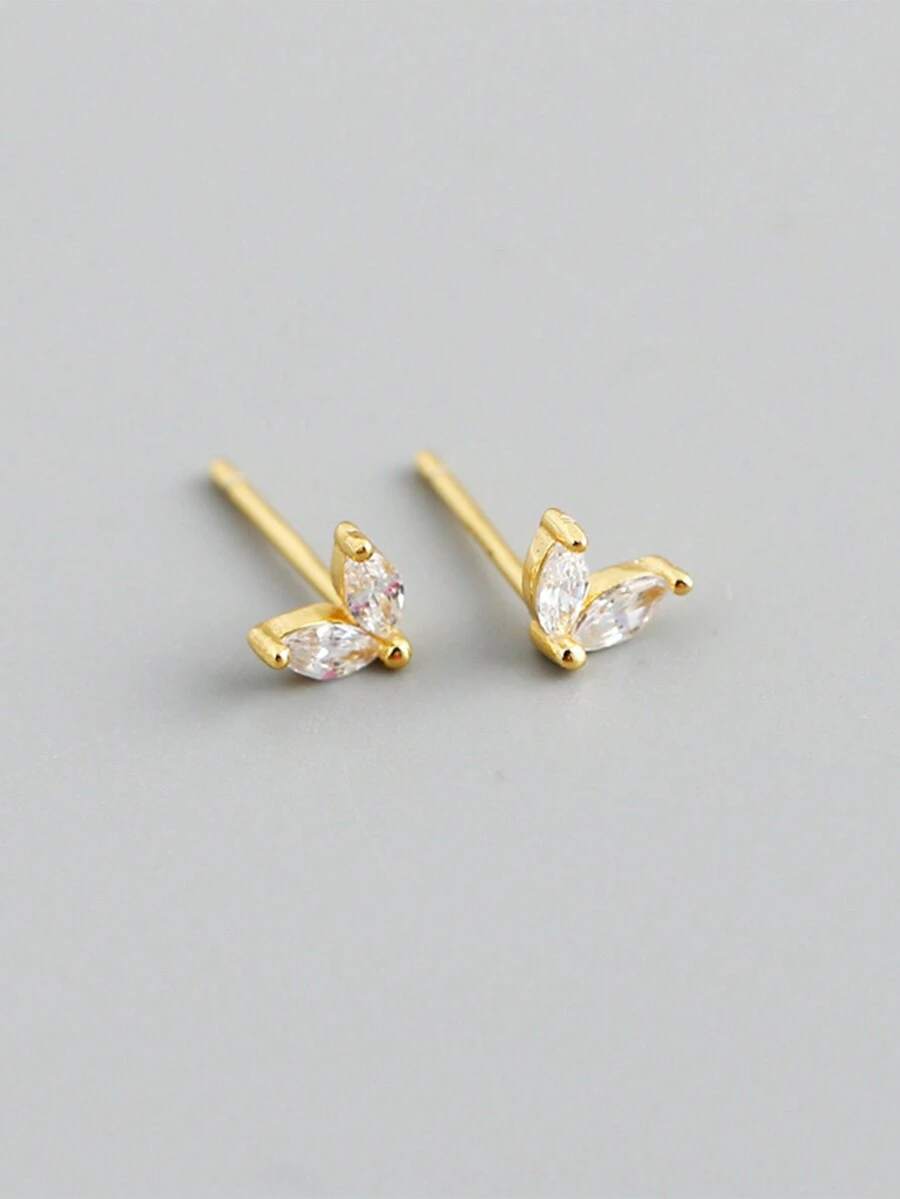 1 đôi Đơn giản 925 sterling bạc Hình trái tim Bông tai stud Như Qủa tặng Đối với Cô gái - AN467-Y-W - Xem 1