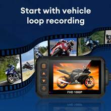 Acodo Cámara Dvr Para Motocicleta, Impermeable, 1080p, Dashcam Para Motocicleta, Cámara Frontal Y Trasera De 3,0 Pulgadas, Grabadora De Vídeo Para Motocicleta, Accesorios De Motocicleta, 1 Ud. - Negro - Ver 6
