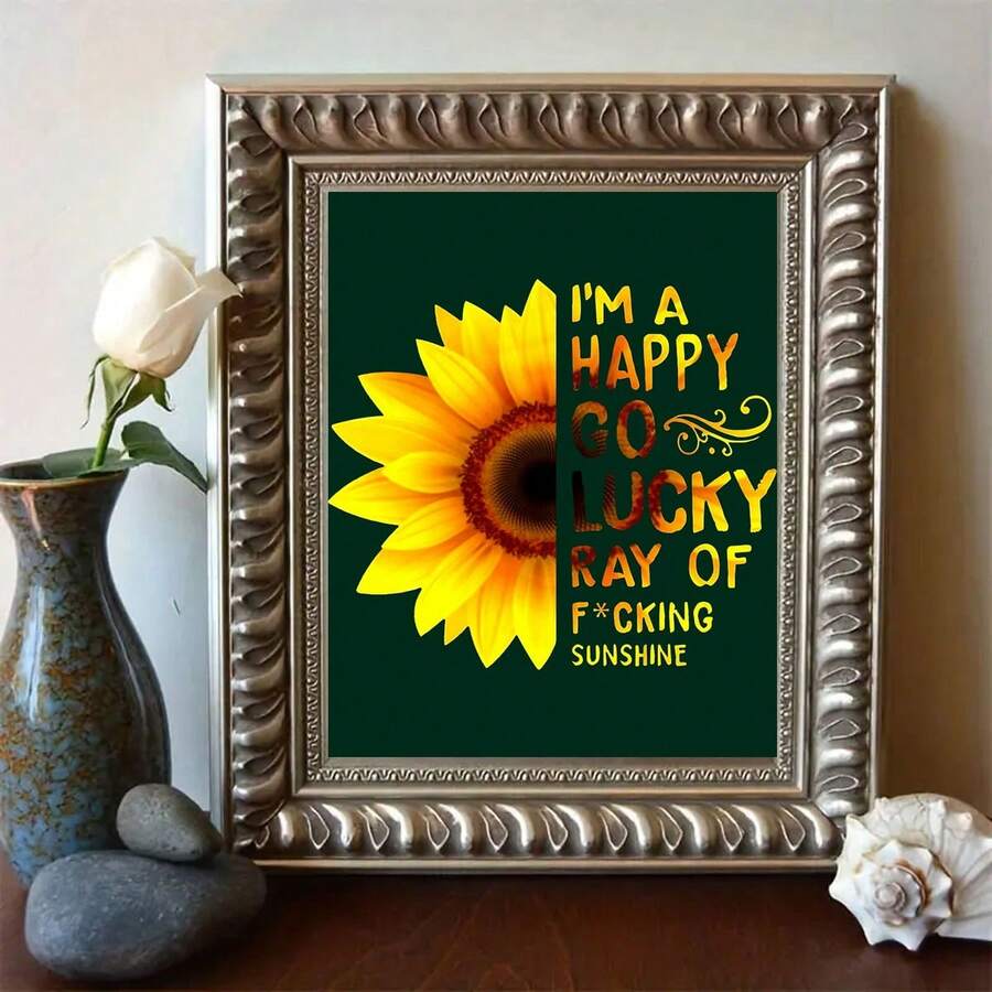 1pc Wall Decor Picture, 20*25cm I Am A Happy Go Lucky Ray Of F*Ing Sunshine Hip Hop Art Print, Faith Wall Decor - Apricot - View 1